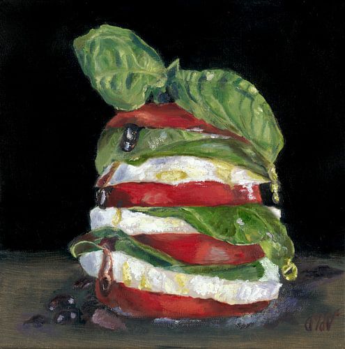 heerlijke Italiaanse Caprese salade, olieverf schilderij