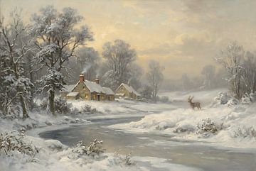 Das Winterdorf in der Ferne