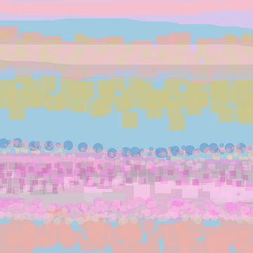 Geometrisch landschap met rechthoeken en cirkels 3 van Claudia Gründler