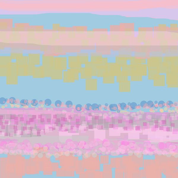 Geometrisch landschap met rechthoeken en cirkels 3 van Claudia Gründler