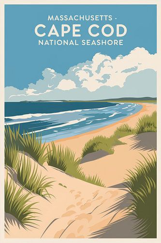 Cape Cod, Massachusetts Vintage Travel Poster