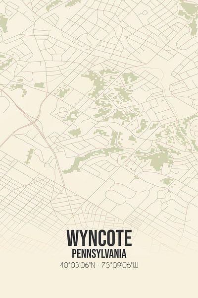 Vintage map of Wyncote (Pennsylvania), USA. by Prints of Place