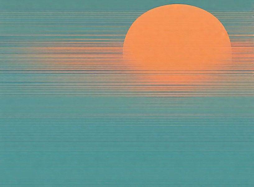 Sunset Art | Turquoise Orange Gradient by Modern Collection