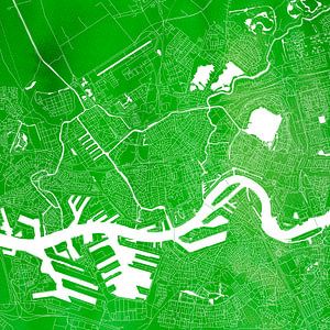 Plan de la ville de Rotterdam | Aquarelle verte Carré sur WereldkaartenShop