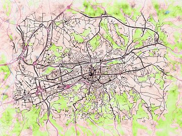 Kaart van Brive-la-Gaillarde in de stijl 'Soothing Spring' van Maporia