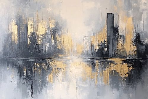 Abstracte stad met gouden accenten