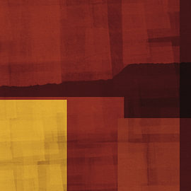 Abstract geometrisch landschap in warme aardetinten van Dina Dankers