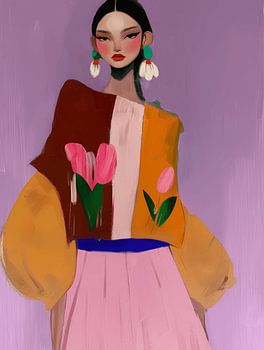 Portrait moderne et abstrait coloré