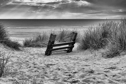 Strand von Terschelling in schwarz-weiß