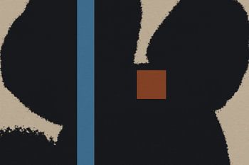 Contemporary art. Shapes in black, blue, terracotta and white II.