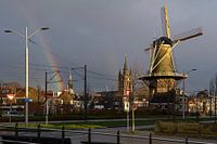 Rainbow over historic Delft