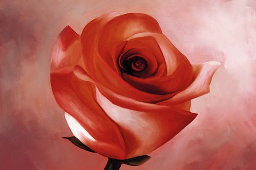 Einzelne rote Rose, gemalt
