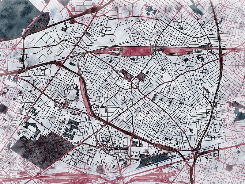 Kaart van Drancy in de stijl 'White Winter' van Maporia