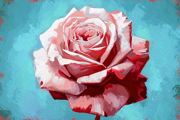 Digitale roos op blauwe achtergrond van Imperial Art House