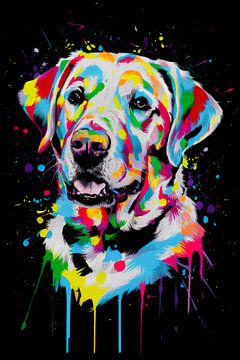 Pop Art Bunter Labrador Traum - Abstraktes Hundekunstwerk für Tierliebhaber von Felix Brönnimann