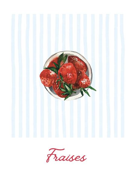 Aquarell Illustration von Erdbeeren von Jolly and Dash