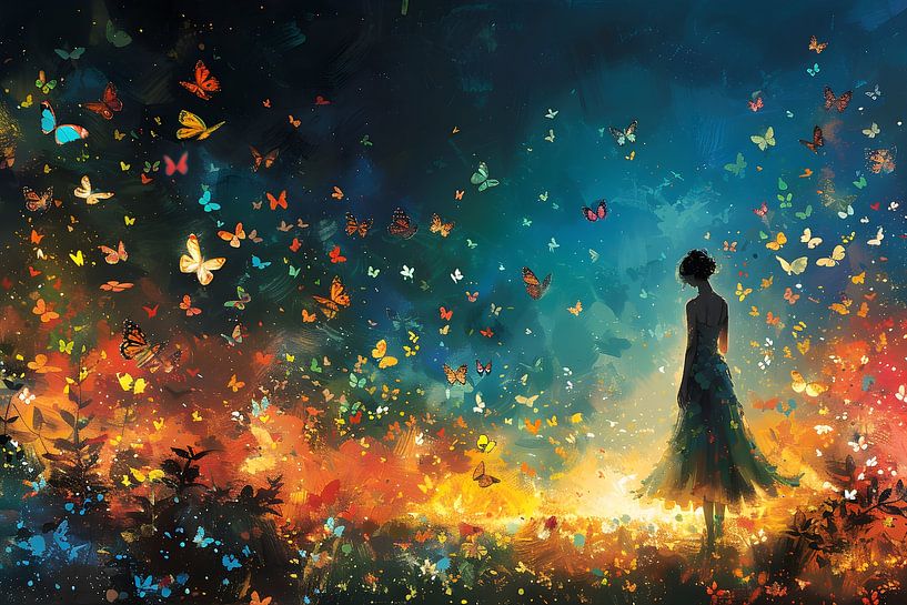 Painting with Butterflies | Painting Woman with Butterflies | Butterfly Painting by AiArtLand