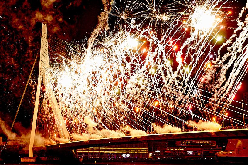 Het Nationale Vuurwerk Erasmusbrug Rotterdam 2015 von Peter Dreuning