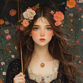 Junge Frau Natur von Blickfänger Gemälde