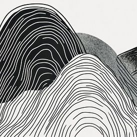 Moderne lijnen in aardse bogen abstracte panorama van Digitale Schilderijen