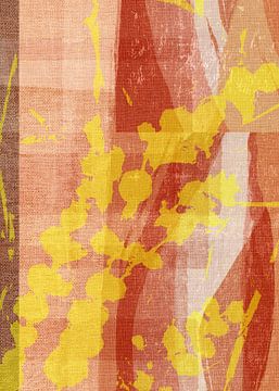 Gele bloesem. Abstract retro botanisch. van Dina Dankers