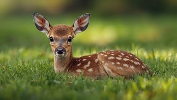 Kitz ruht im grünen Gras