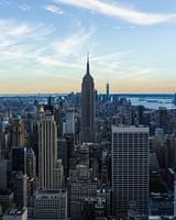 New York skyline bij zonsondergang