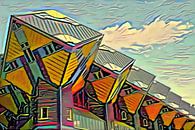 Cube Houses Rotterdam in the style of Picasso by Slimme Kunst.nl thumbnail
