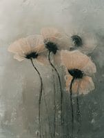 Still life with flowers in pastel colours in Japandi style