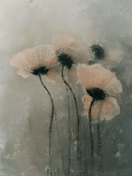Still life with flowers in pastel colours in Japandi style by Japandi Art Studio