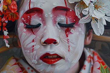 schilderachtig Japans beeld  Kabuki theater speelster van Egon Zitter