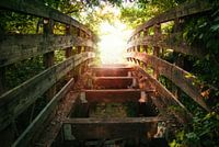 Destroyed bridge into light