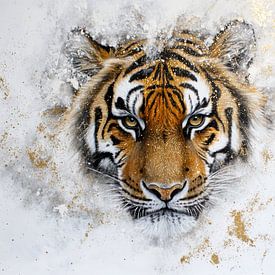 Portrait tiger with gold by Deco item