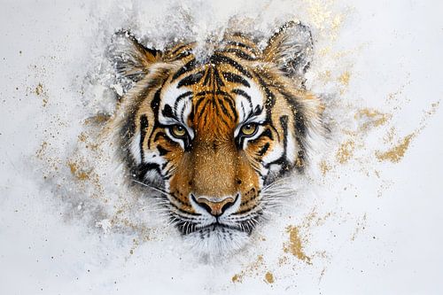 Portrait tiger with gold