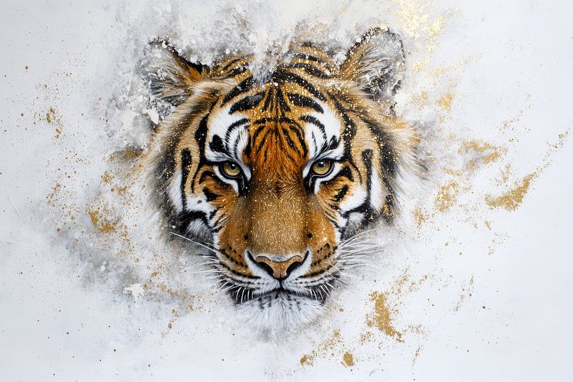 Portrait tiger with gold by Deco item