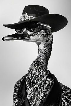 Elegante eend met zonnebril en cowboyhoed van Felix Brönnimann