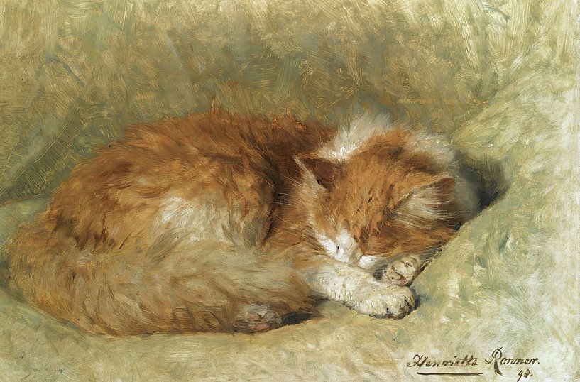 Henriëtte Ronner-Knip - A sleeping cat (1898) by Peter Balan