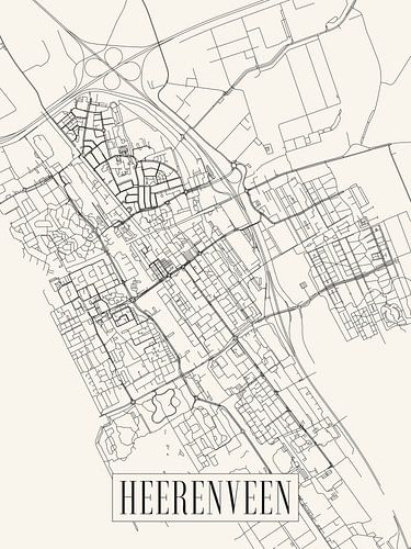 Stadskaart Heerenveen - Stad - Lichte variant - Friesland Plattegrond
