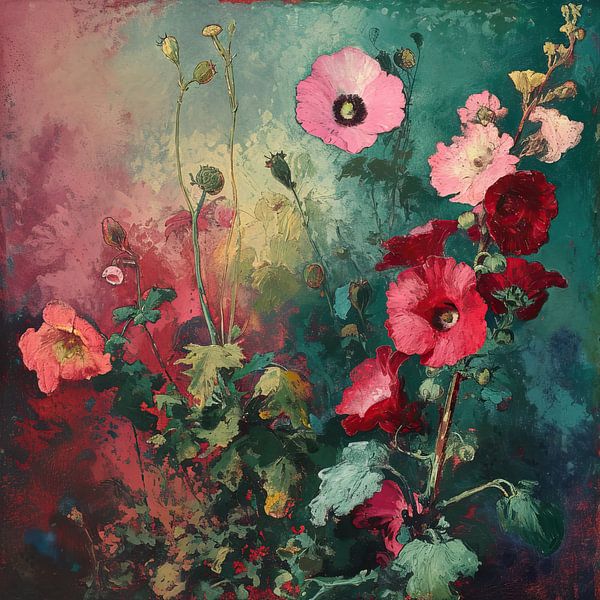 Mohnblumen | Abstrakte Mohnblumen von Blickfänger Gemälde