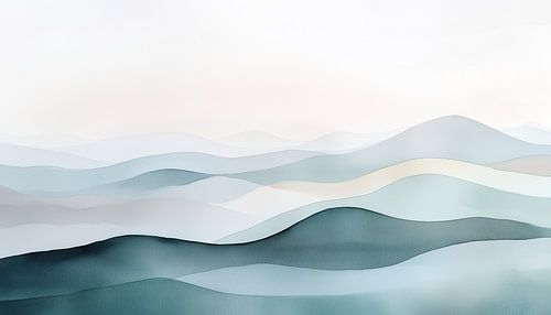 Landschap bergen zachte kleuren lichtblauw