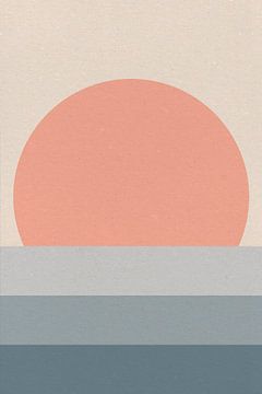 Zon, maan, oceaan. Ikigai. Abstracte minimalistische Zen kunst I van Dina Dankers