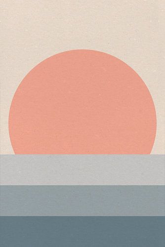 Zon, maan, oceaan. Ikigai. Abstracte minimalistische Zen kunst I