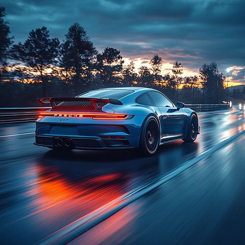 Blauwe Porsche 911 GT3