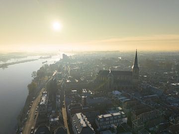 Kampen city view at the river IJssel during a cold winter sunris by Sjoerd van der Wal Photography