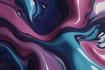 Jeu abstrait et dynamique de couleurs dans un liquide sur De Muurdecoratie