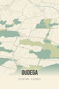 Vintage map of Oudega (Fryslan) by Rezona