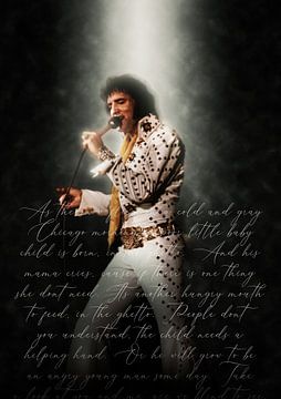 Elvis Presley portrait with lyrics "in the ghetto"