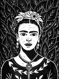 Frida blockprint by Karin van der Vegt