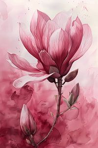 Aquarel roze bloesem bloem van haroulita