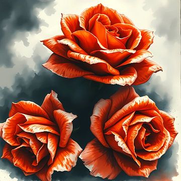 Trio van vuurrozen van Artistic